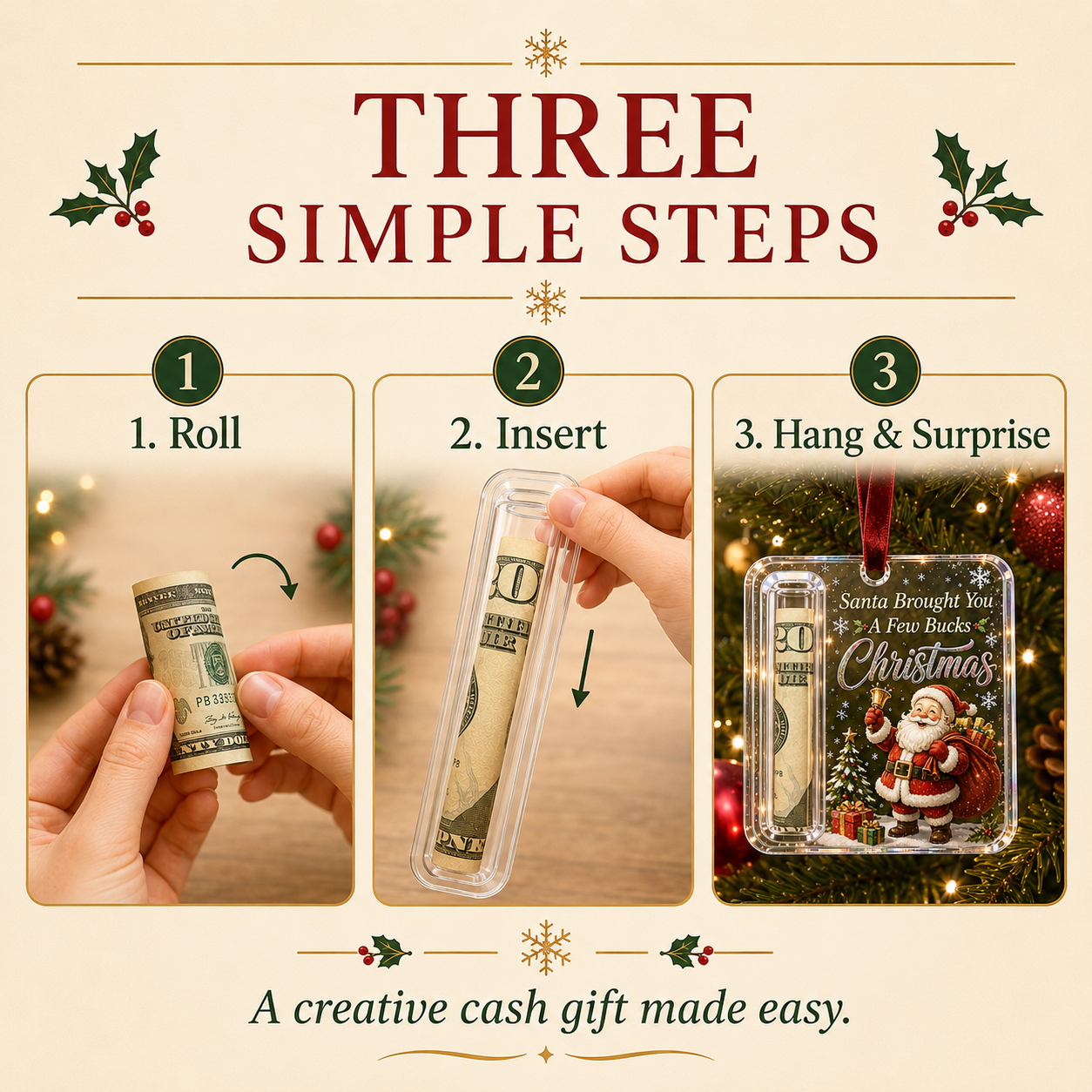 🔥Limited time 50% OFF — Clear Christmas Cash Holder Ornament