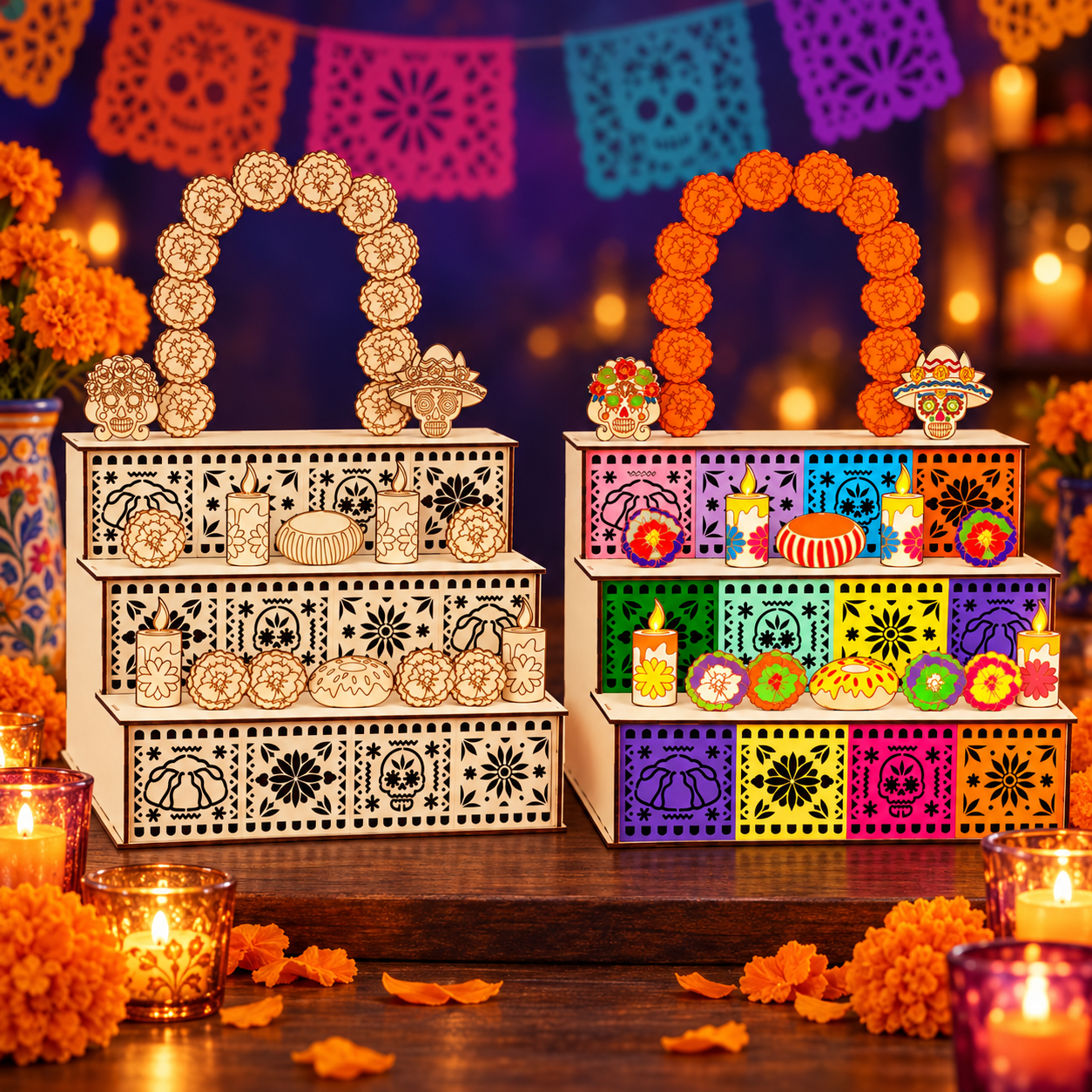 Día de los Muertos 3-Tier Ofrenda Altar — DIY Wooden Display