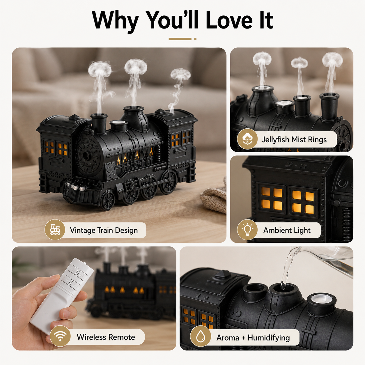The Steam Engine Vintage Train Aroma Diffuser & Humidifier