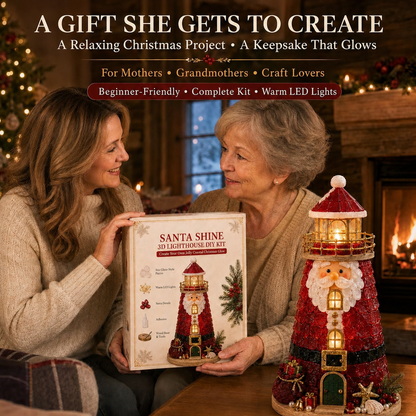 🎄Beginner-Friendly DIY Lighted Christmas Character Sea Glass-Style Lighthouse Kit Collection | Complete Kit with Sea Glass-Style Pieces, LED Lights & Step-by-Step Guide Included 💕