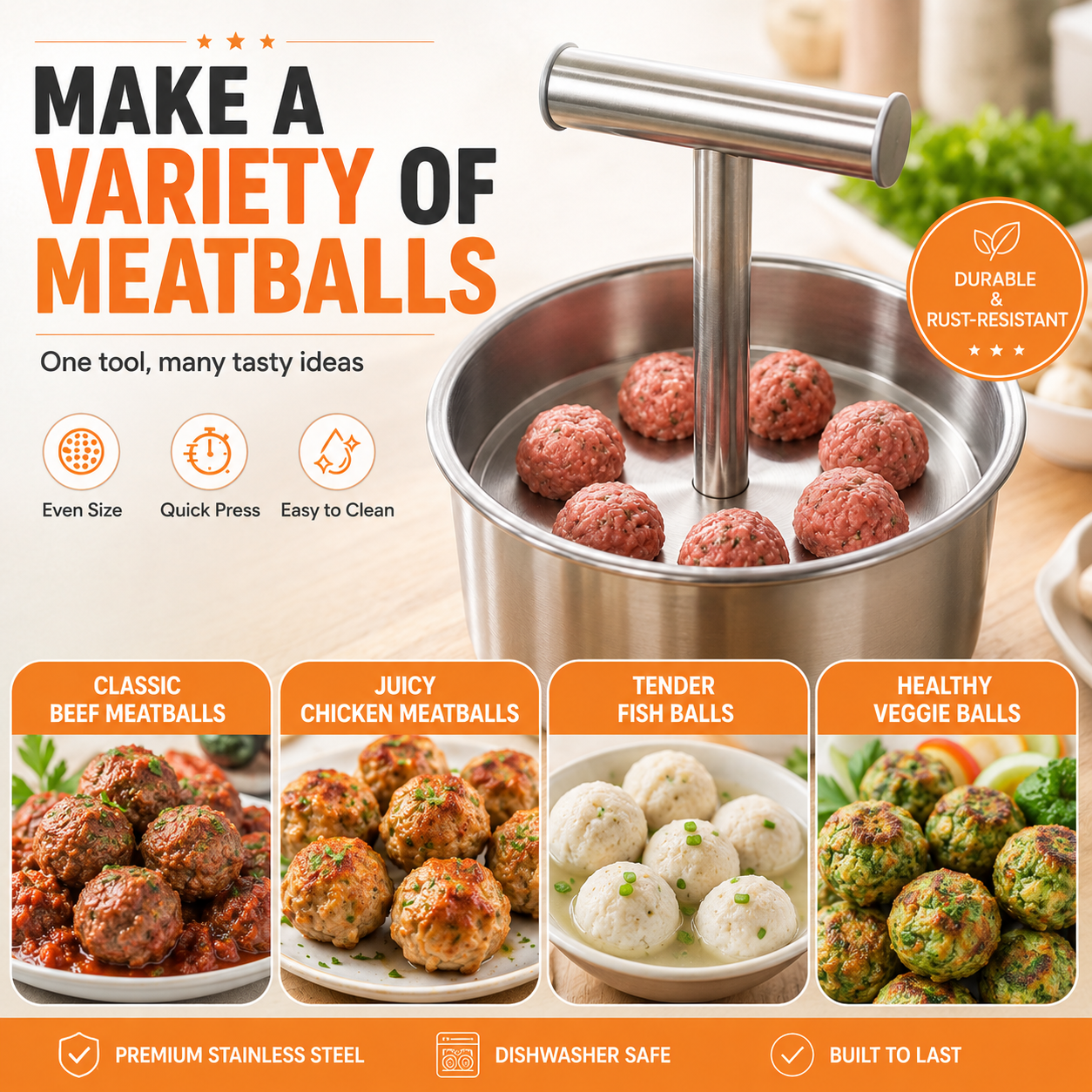 🔥Hot Sale 45% OFF - Stainless Steel Meatball Shaper