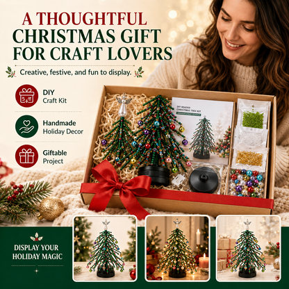 🔥 LIMITED-TIME 50% OFF——DIY Beaded Christmas Tree Kit – Light-Up Rotating Tabletop Holiday Decor
