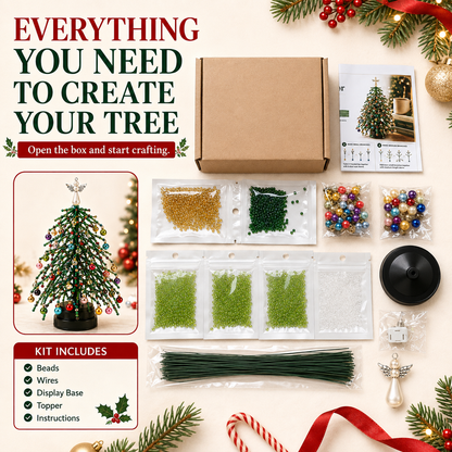 🔥 LIMITED-TIME 50% OFF——DIY Beaded Christmas Tree Kit – Light-Up Rotating Tabletop Holiday Decor