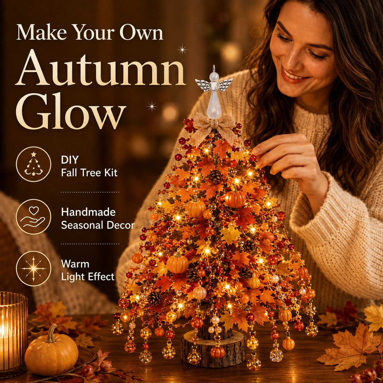🔥 LIMITED-TIME 50% OFF——DIY Beaded Christmas Tree Kit – Light-Up Rotating Tabletop Holiday Decor