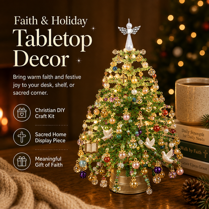 🔥 LIMITED-TIME 50% OFF——DIY Beaded Christmas Tree Kit – Light-Up Rotating Tabletop Holiday Decor