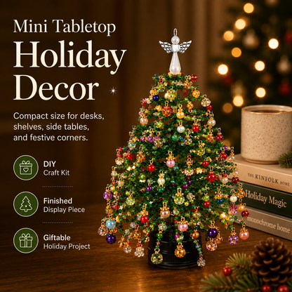 🔥 LIMITED-TIME 50% OFF——DIY Beaded Christmas Tree Kit – Light-Up Rotating Tabletop Holiday Decor