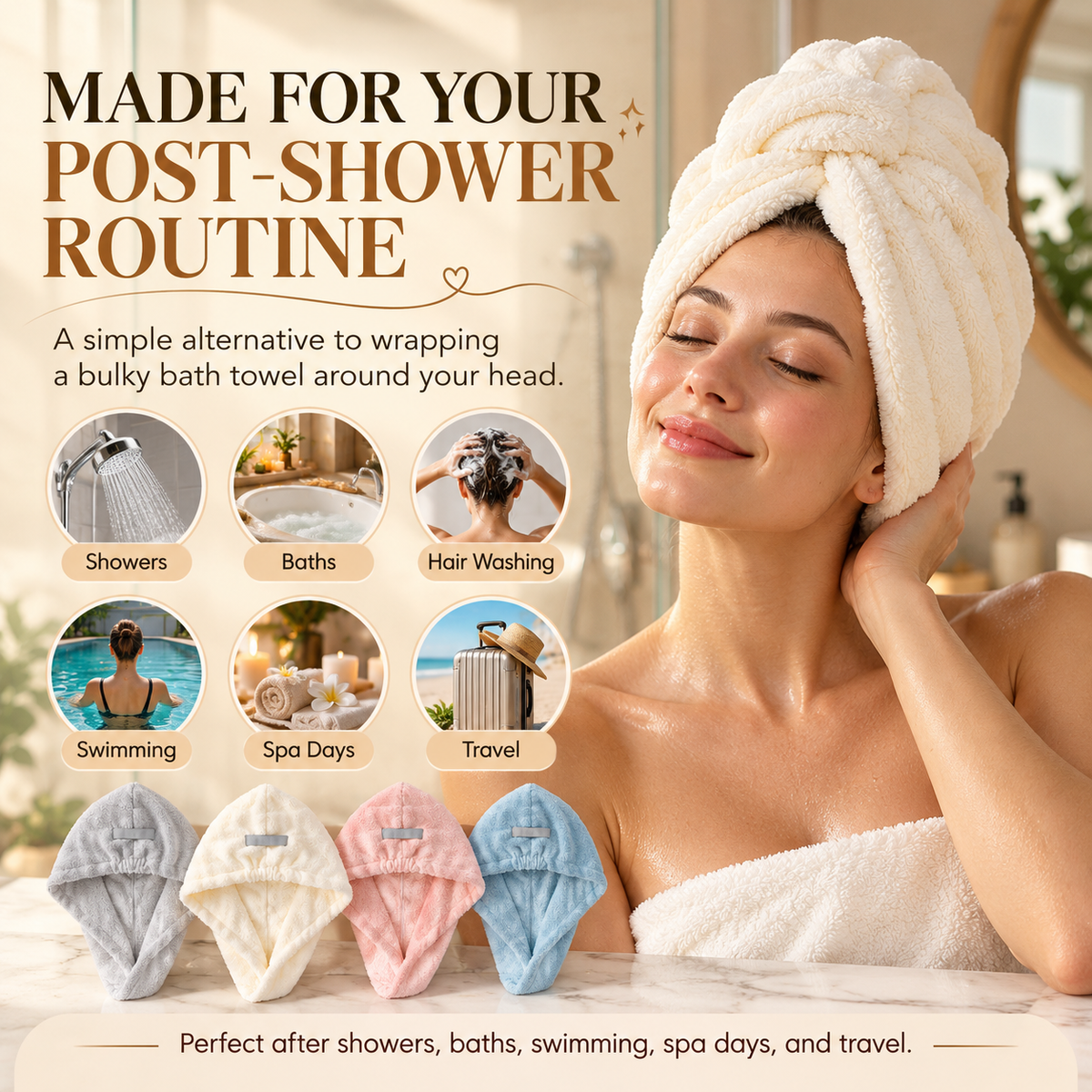 🔥Hot Sale 50% OFF 🎁Plush Quick-Dry Hair Towel Wrap – Ultra-Absorbent Thick Hair Drying Turban