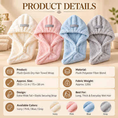 🔥Hot Sale 50% OFF 🎁Plush Quick-Dry Hair Towel Wrap – Ultra-Absorbent Thick Hair Drying Turban