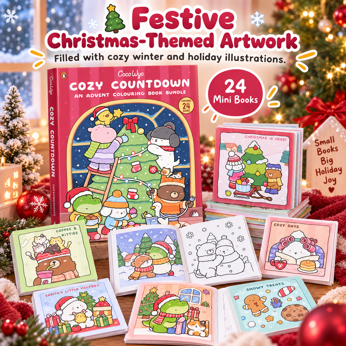 🔥 Hot Sale 49% OFF - 24-Day Christmas Advent Coloring Book Set 🎄