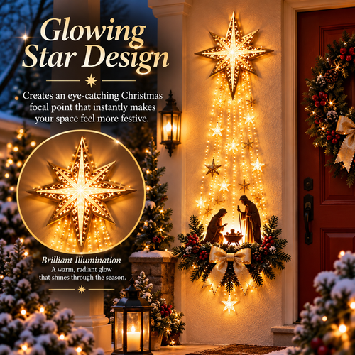 🔥 Hot Sale 49% OFF - Lighted Bethlehem Star Nativity Wall Decor