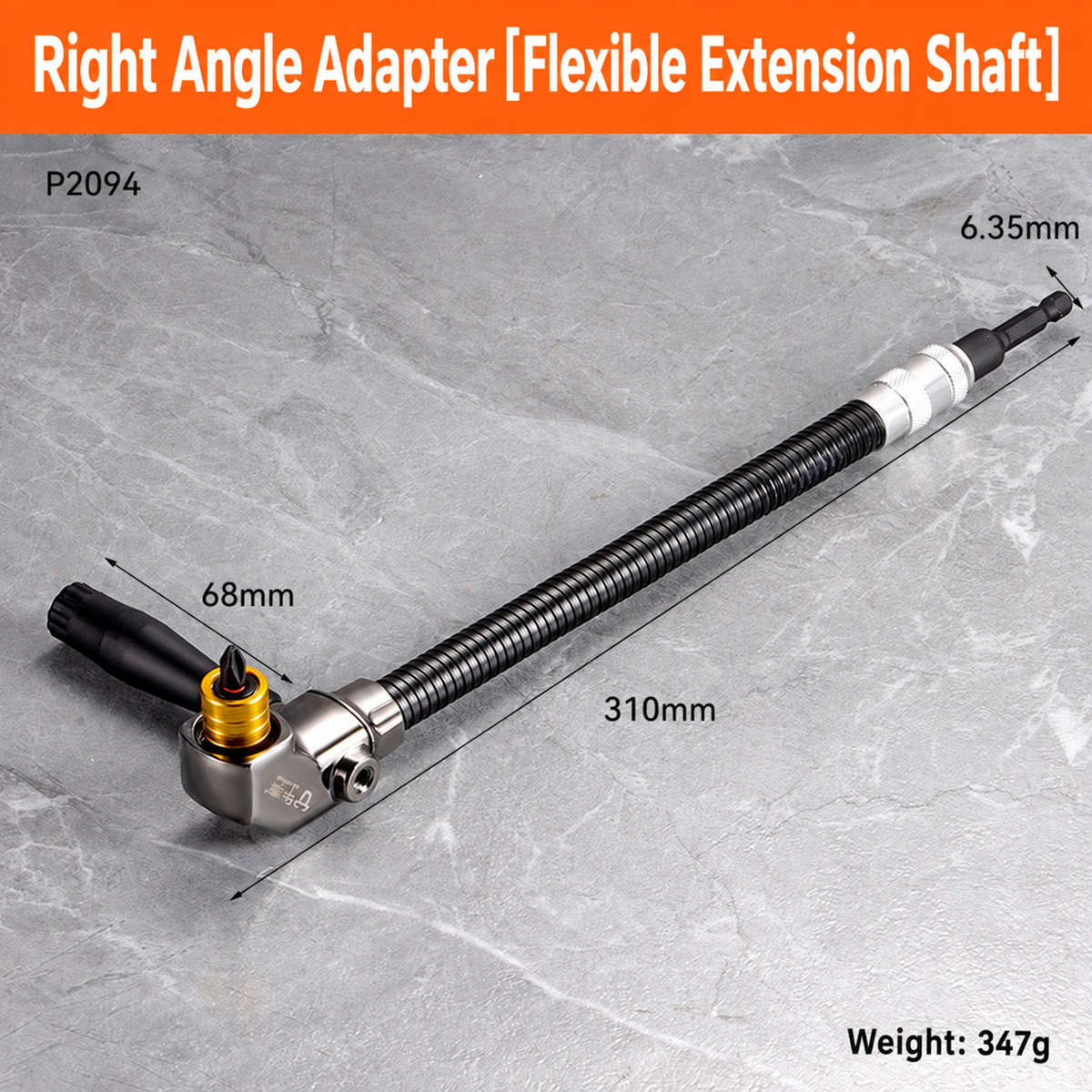 🔧 90° Flexible Right-Angle Drill Adapter – Reach Screws Your Drill Can't