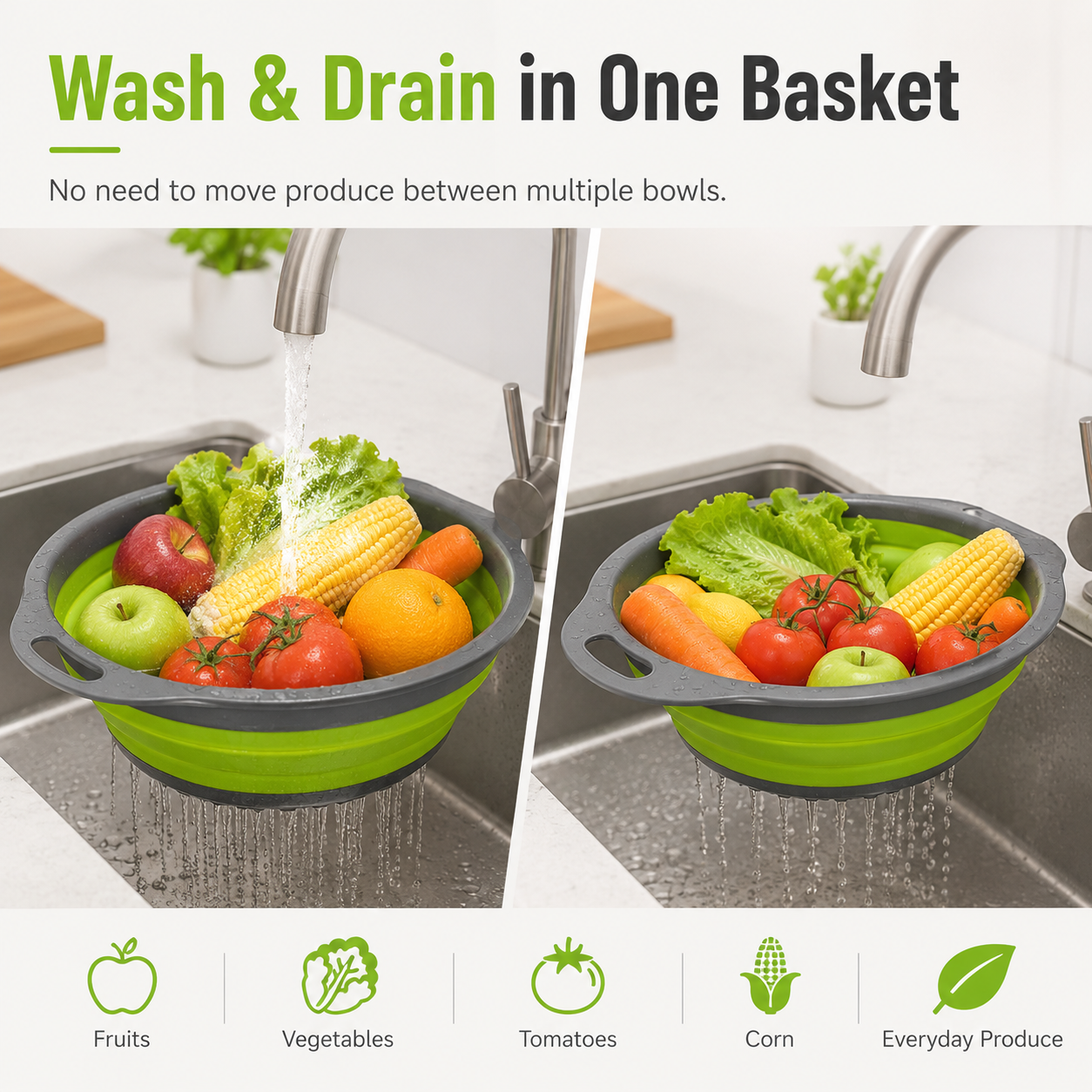 🔥Hot Sale 50% OFF🔥Collapsible Colander & Strainer Basket