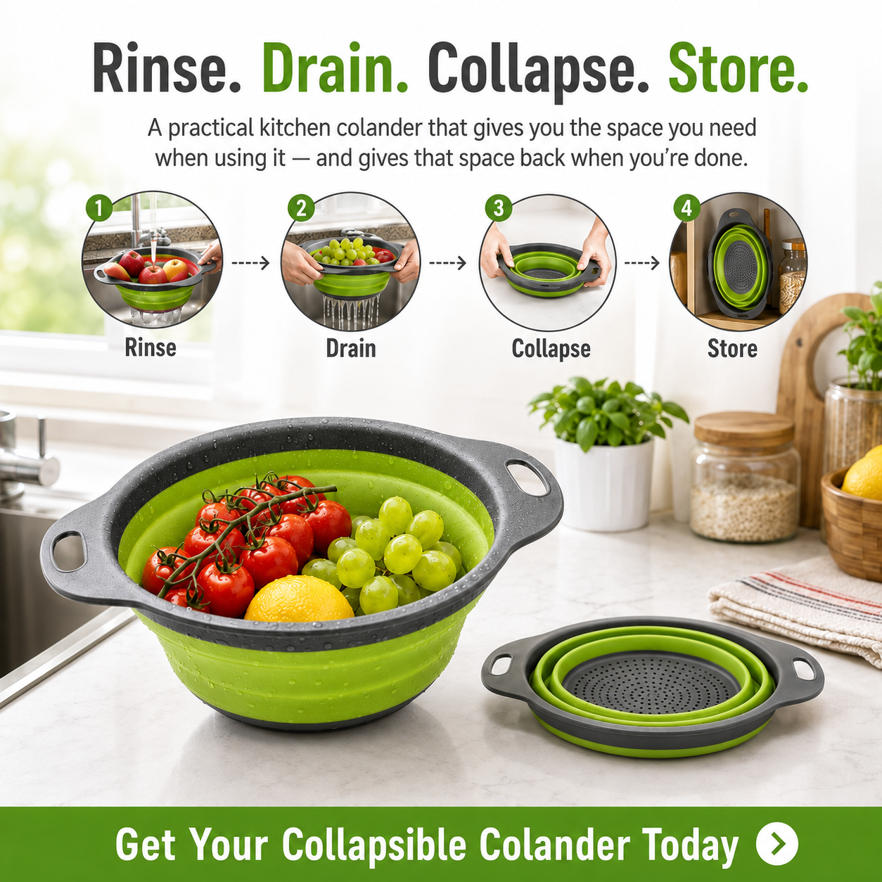 🔥Hot Sale 50% OFF🔥Collapsible Colander & Strainer Basket