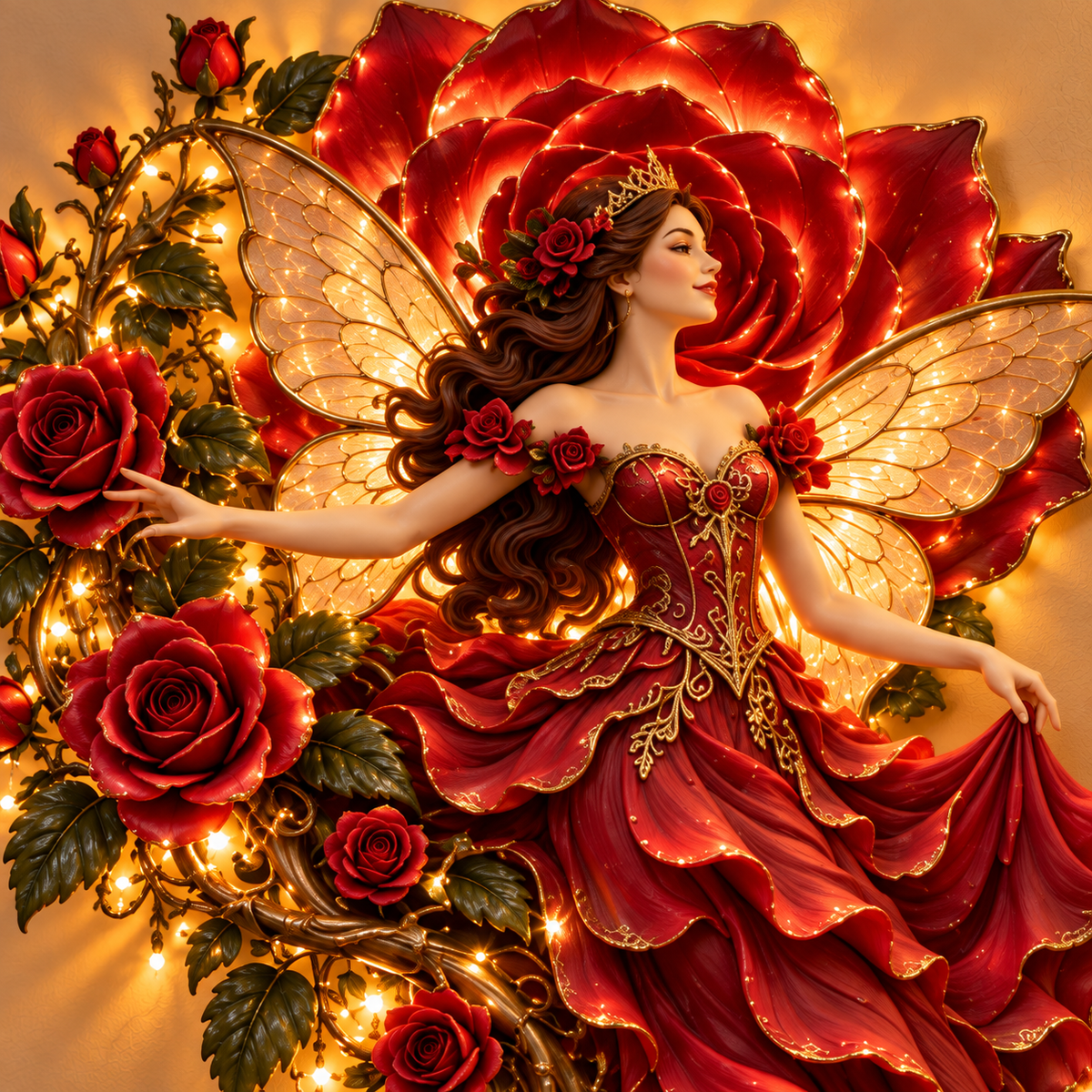 🌹🧚‍♀️Enchanted Flower Fairy Wall Light✨Cascading Floral Decor