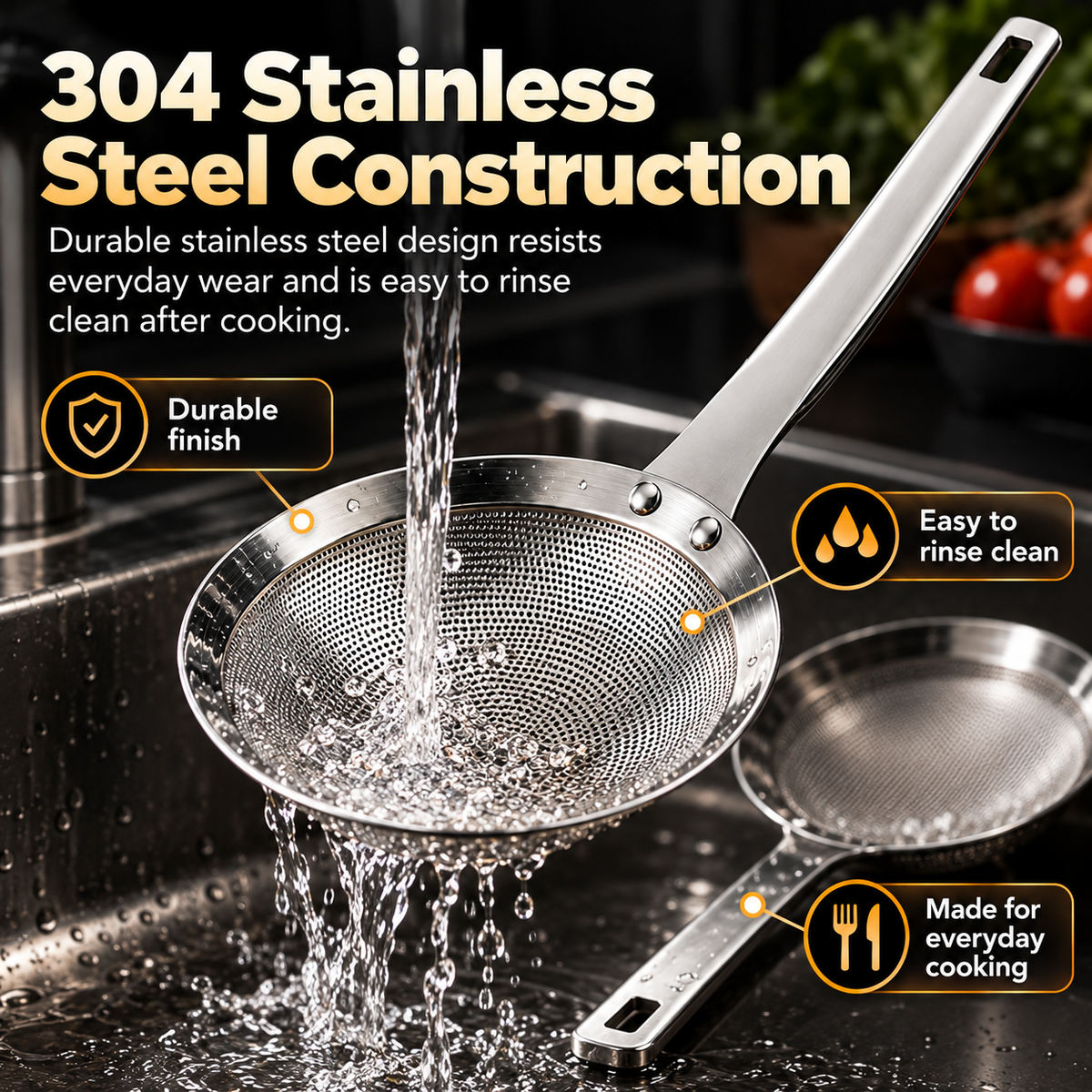 🔥 Limited-time 50% off-304 Stainless Steel Fine Mesh Strainer Spoon🥄