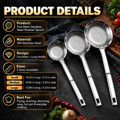 🔥 Limited-time 50% off-304 Stainless Steel Fine Mesh Strainer Spoon🥄