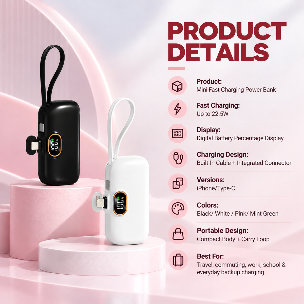 🔥Hot Sale 50% OFF🔥22.5W Mini Fast Charging Power Bank