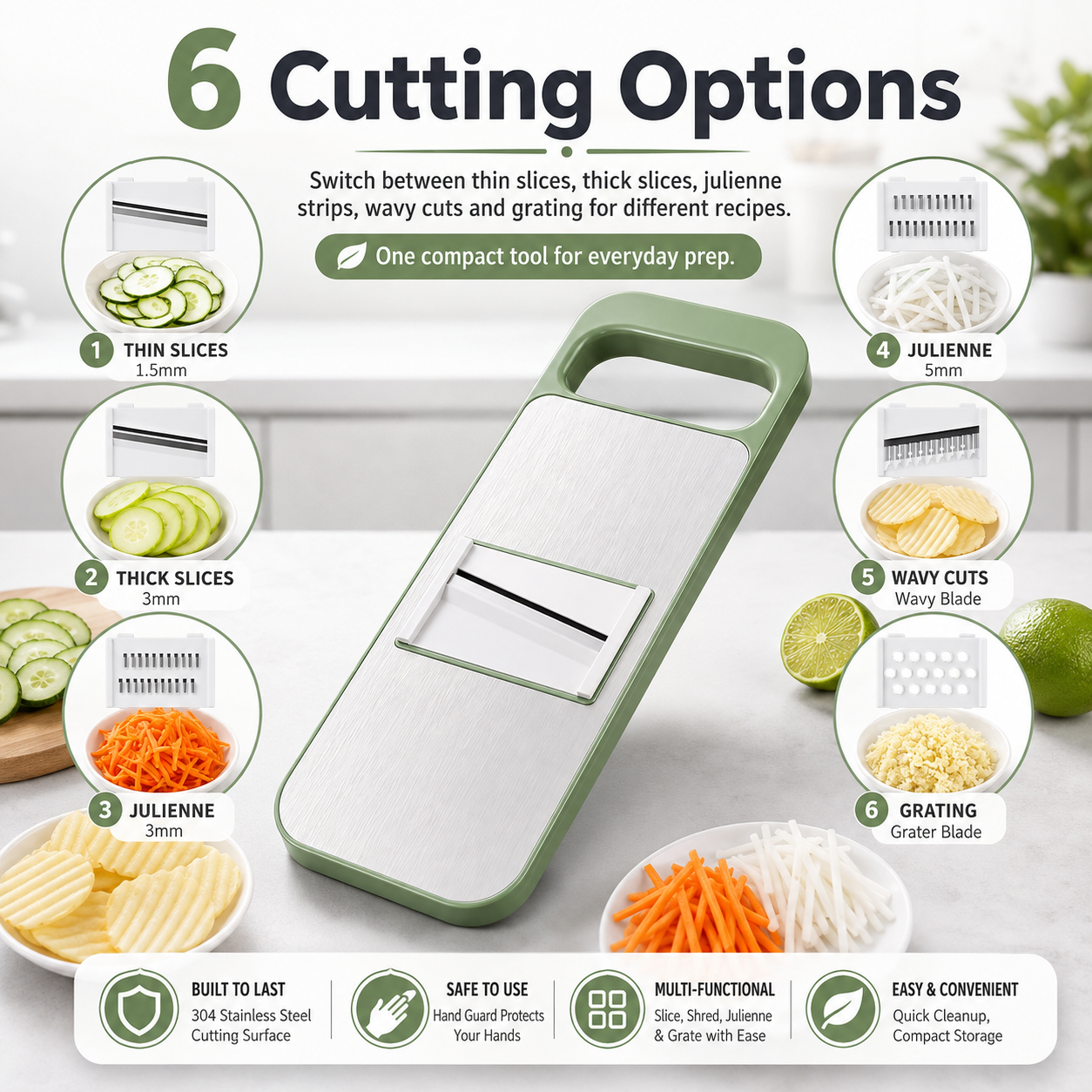 🔥Hot Sale 50% OFF🔥6-in-1 Stainless Steel Vegetable Slicer