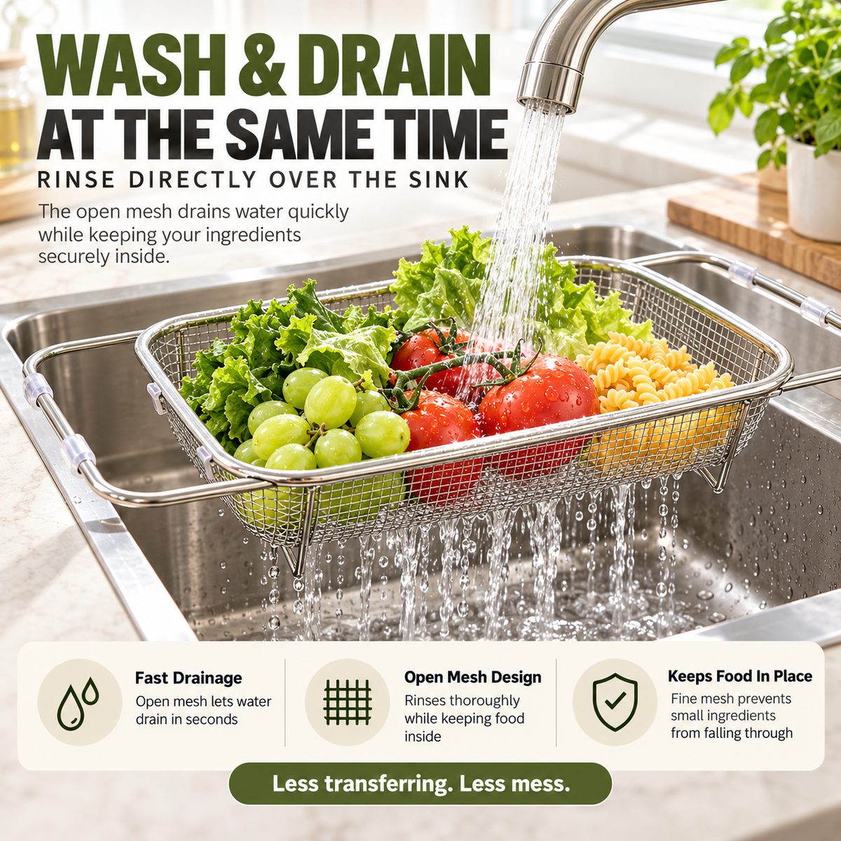 🔥Hot Sale 50% OFF 🎁Adjustable Sink Strainer Basket for Washing & Draining