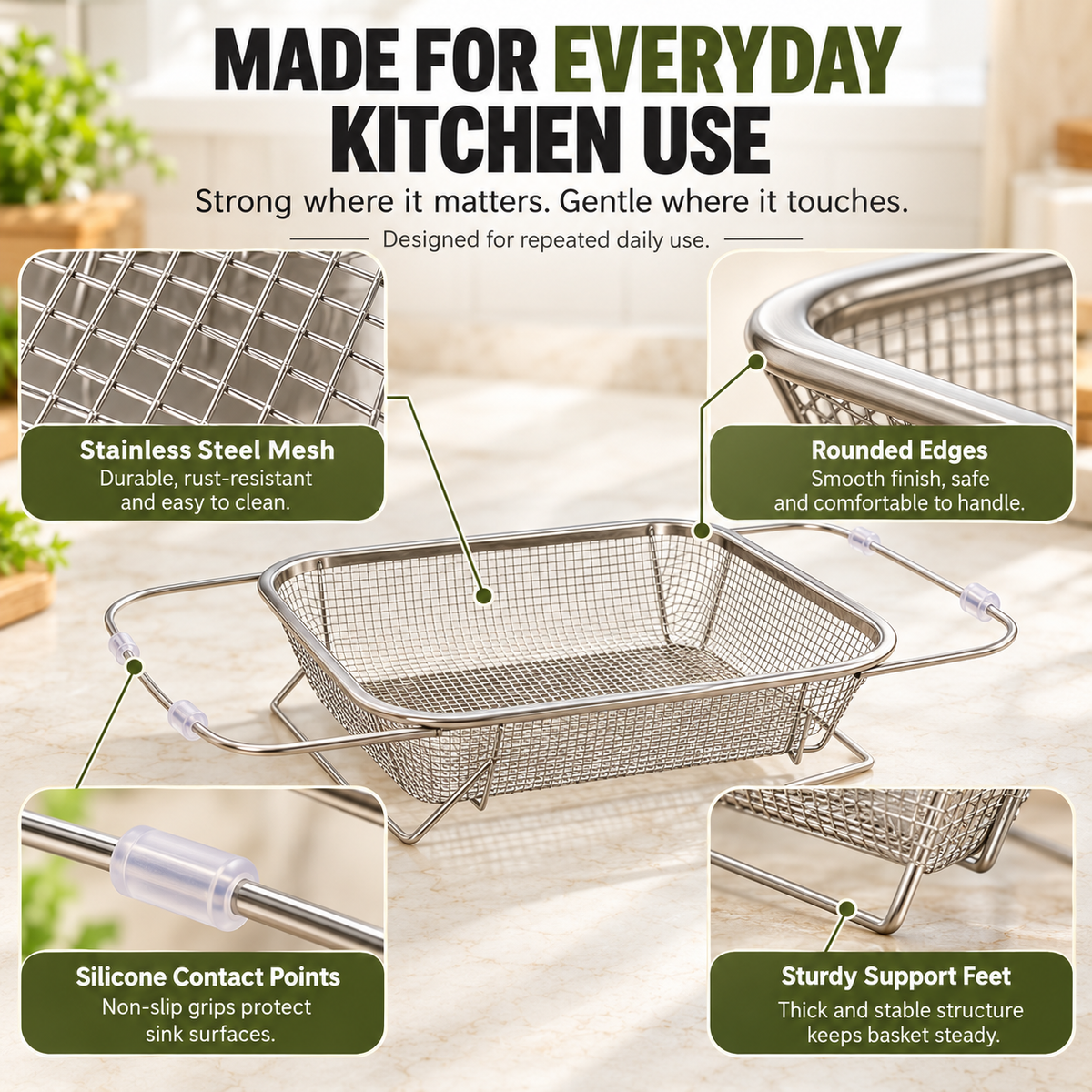 🔥Hot Sale 50% OFF 🎁Adjustable Sink Strainer Basket for Washing & Draining