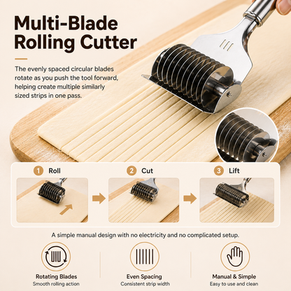 🔥Hot Sale 50% OFF🔥Stainless Steel Rolling Noodle Cutter🍜