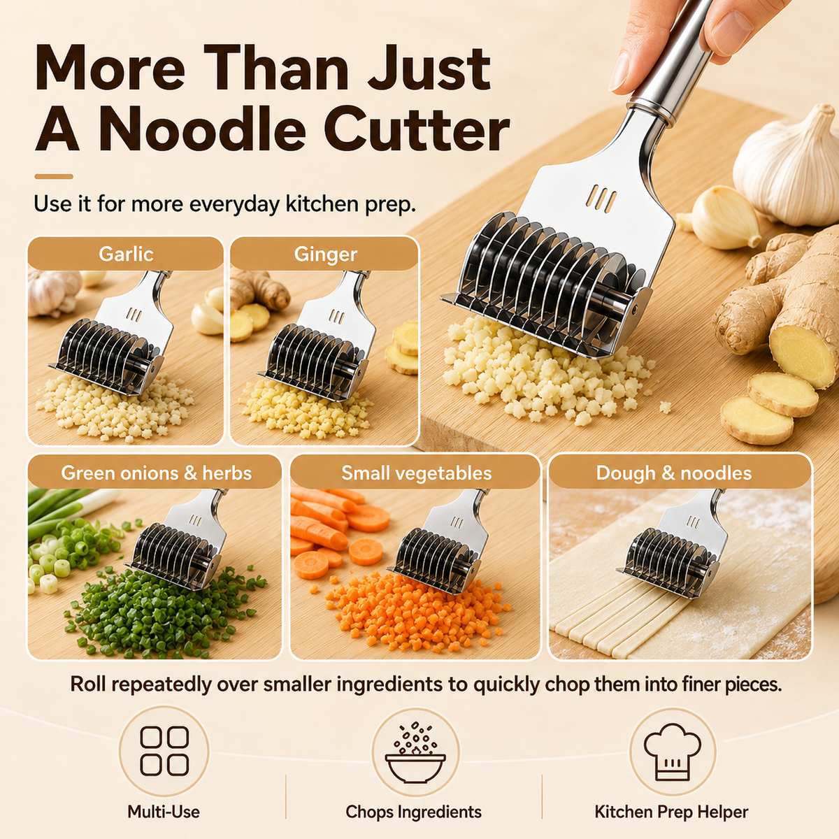 🔥Hot Sale 50% OFF🔥Stainless Steel Rolling Noodle Cutter🍜