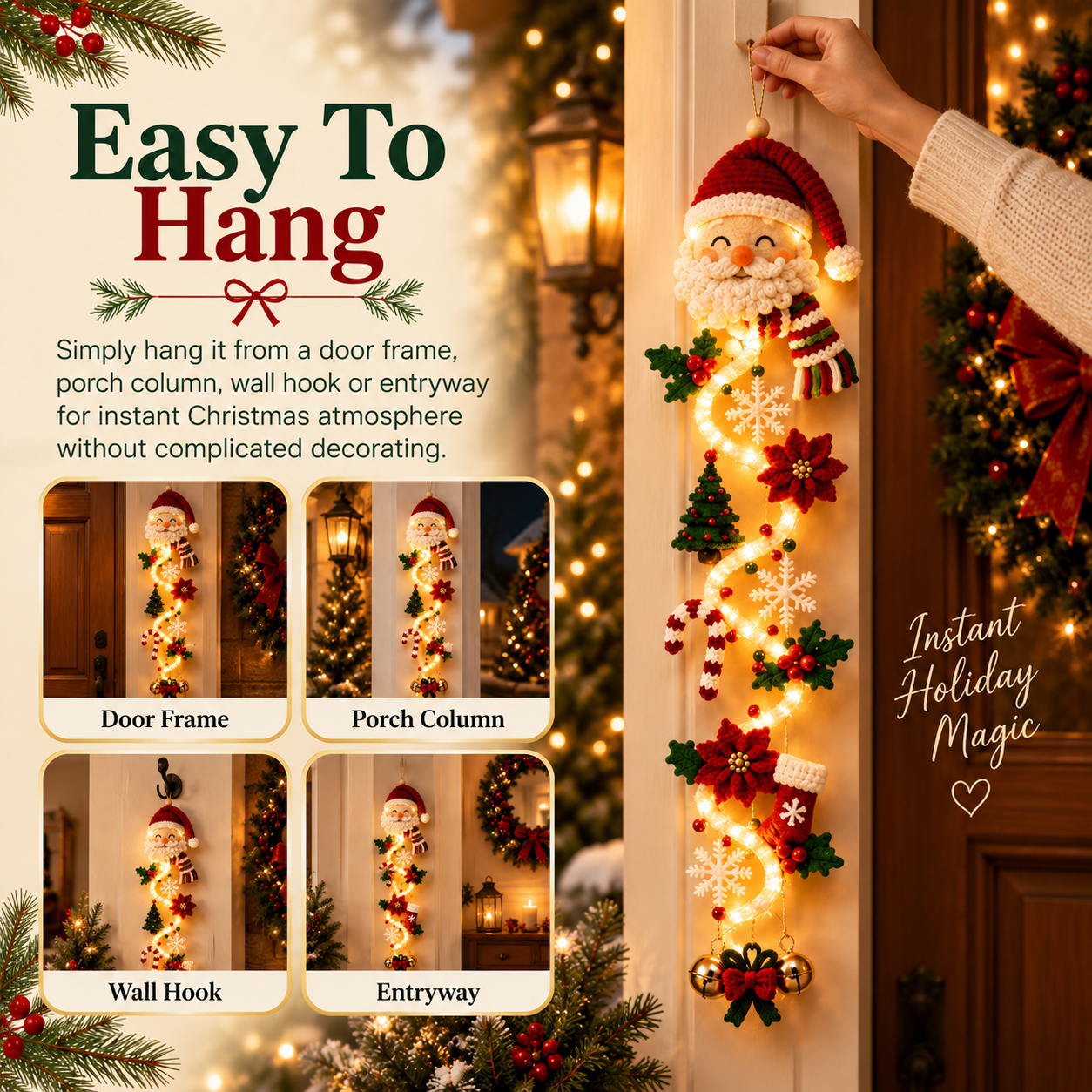 🔥Hot Sale 50% OFF🔥Glowing Christmas Door Hanger 🎄✨