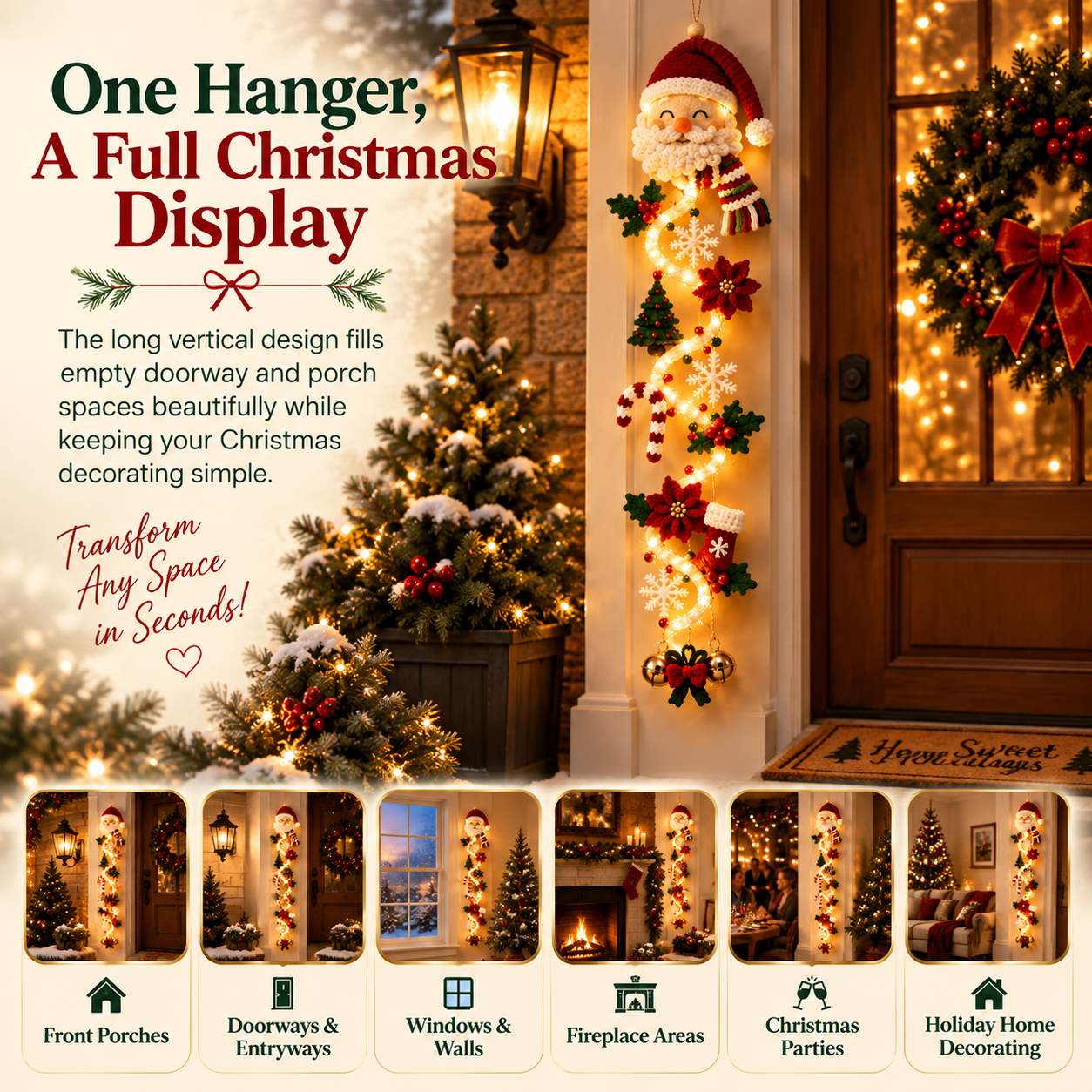 🔥Hot Sale 50% OFF🔥Glowing Christmas Door Hanger 🎄✨