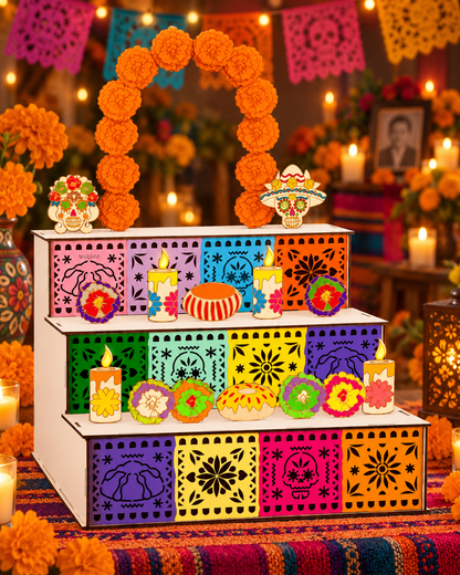 Día de los Muertos 3-Tier Ofrenda Altar — DIY Wooden Display
