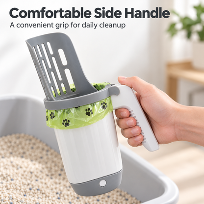 🐱 2-in-1 Cat Litter Scoop with Built-In Waste Bin