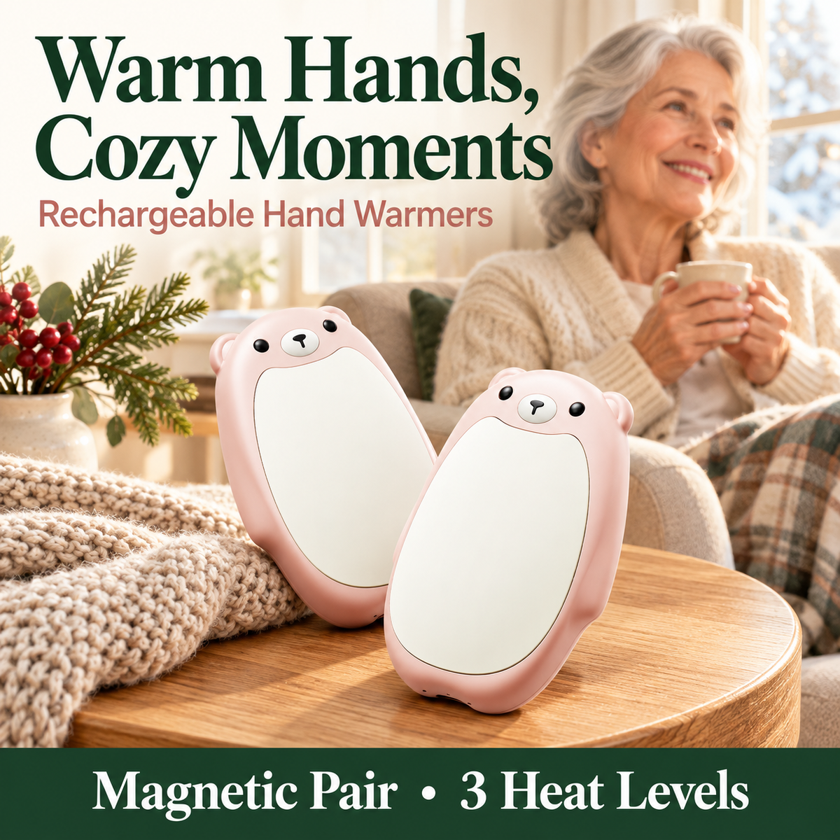 🎁Best Gift 🌟Hand Warmers Rechargeable - Cute Bear Design
