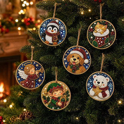 🔥Hot Sale 50% OFF🎁6pcs DIY Diamond Special Shape Pearl Art Hanging Wooden Christmas Tree Ornament Kit