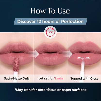 Perfect Twin Lip — Dual-Ended Liquid Lipstick with Velvet Matte Color and Glossy Shine