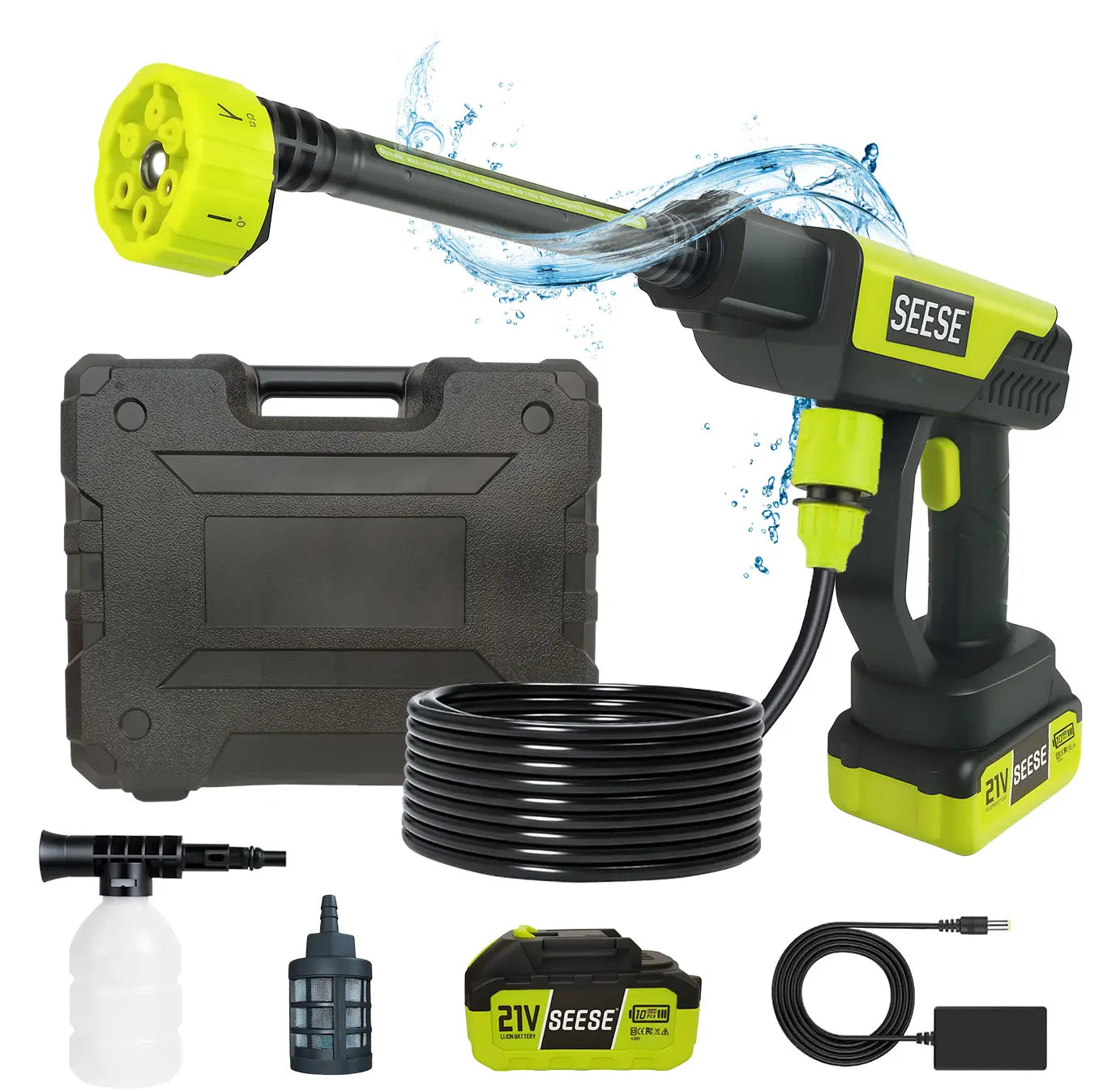Cordless Pressure Washer Portable Car Cleaner with Charger Base for Home Garden Cleaning Watering