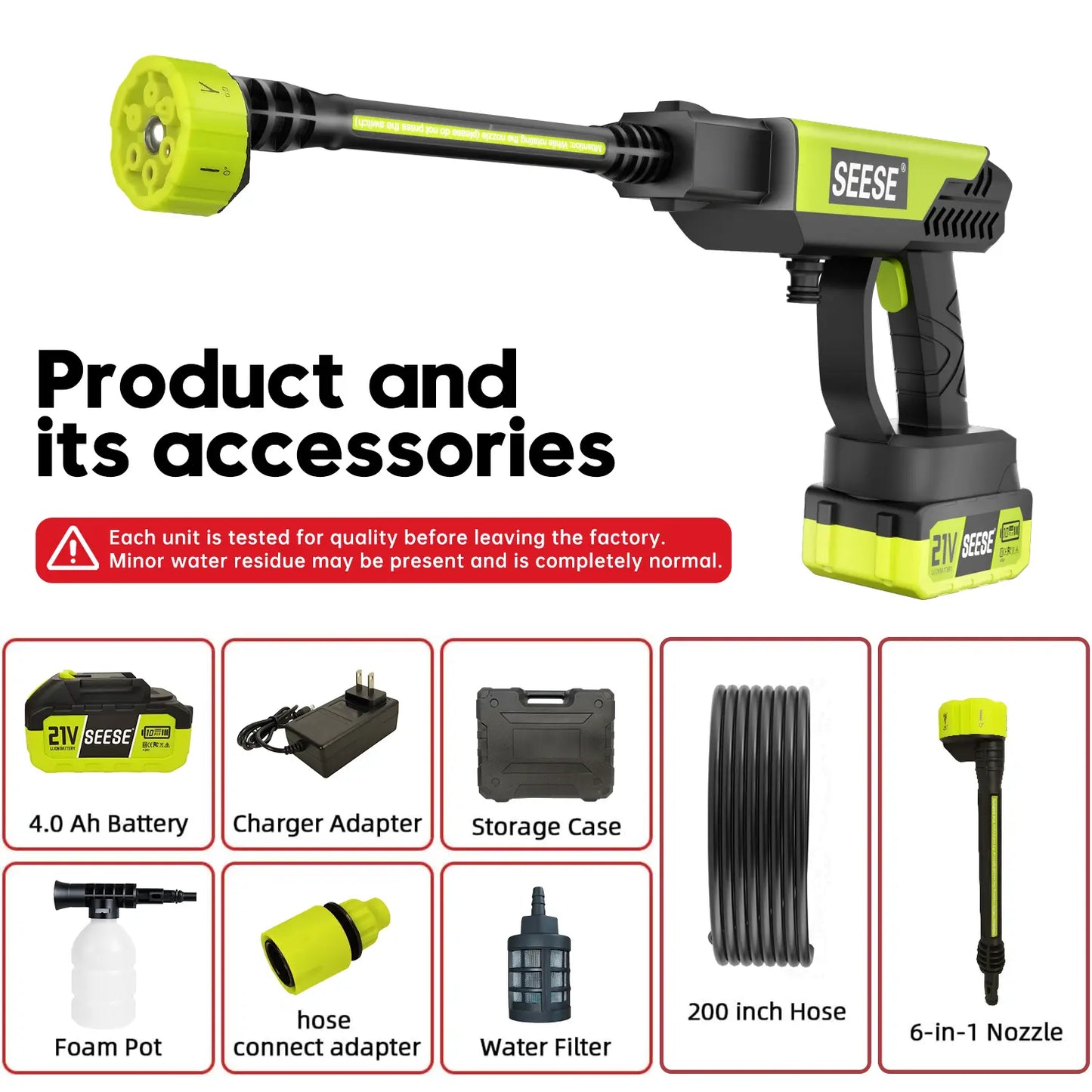 Cordless Pressure Washer Portable Car Cleaner with Charger Base for Home Garden Cleaning Watering