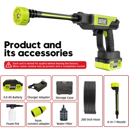 Cordless Pressure Washer Portable Car Cleaner with Charger Base for Home Garden Cleaning Watering