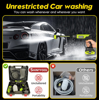 Cordless Pressure Washer Portable Car Cleaner with Charger Base for Home Garden Cleaning Watering