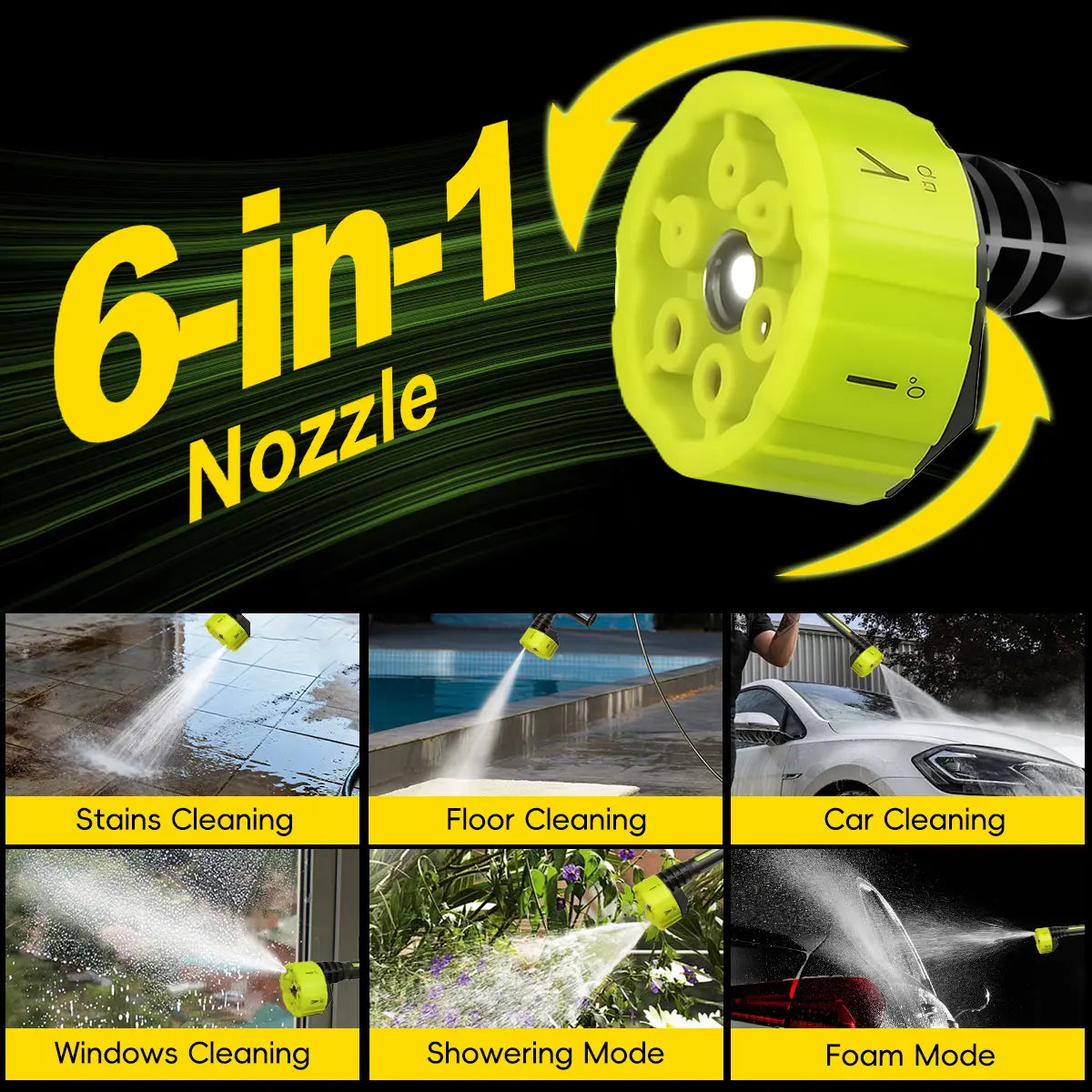 Cordless Pressure Washer Portable Car Cleaner with Charger Base for Home Garden Cleaning Watering