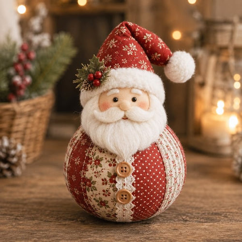 Early Christmas Sale-DIY Patchwork Fabric Doll Kit- Create Your Own Handmade Christmas Character