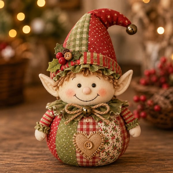 Early Christmas Sale-DIY Patchwork Fabric Doll Kit- Create Your Own Handmade Christmas Character
