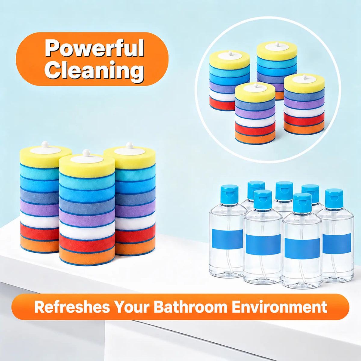 Toilet Scrubber Brush Kit – 24 Refills, No-Touch Rotating System, 3–4 Months of Cleaning