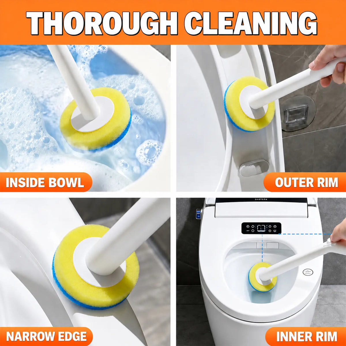Toilet Scrubber Brush Kit – 24 Refills, No-Touch Rotating System, 3–4 Months of Cleaning