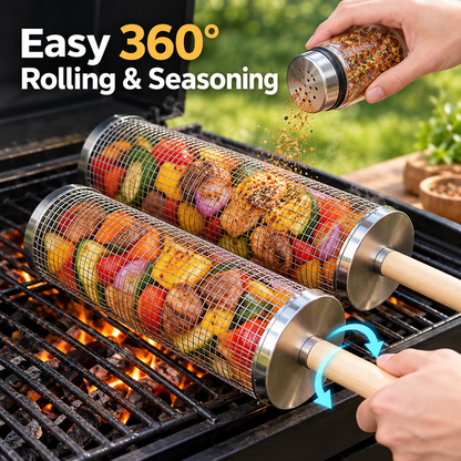 🔥 Limited-Time 40% OFF — Stainless steel rolling grill basket