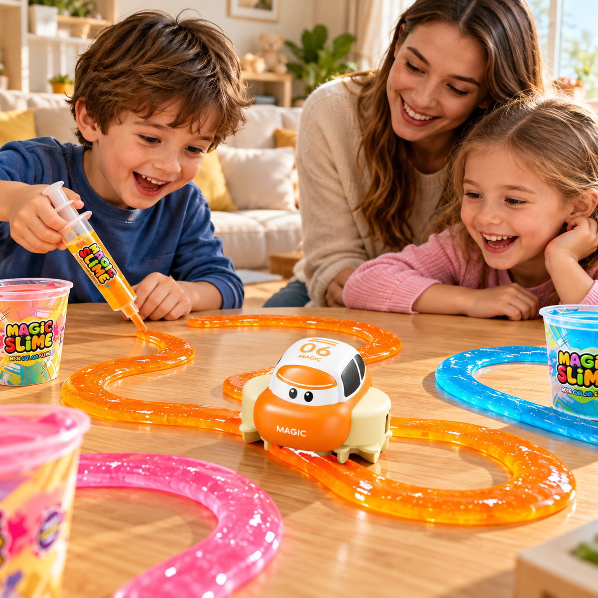 🚗 Magic Slime Track Car – DIY Track Building Toy