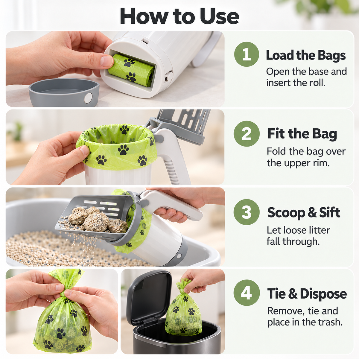 🐱 2-in-1 Cat Litter Scoop with Built-In Waste Bin