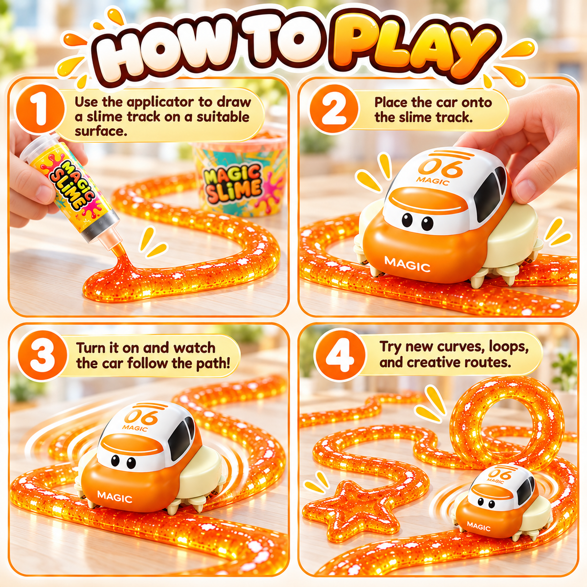 🚗 Magic Slime Track Car – DIY Track Building Toy