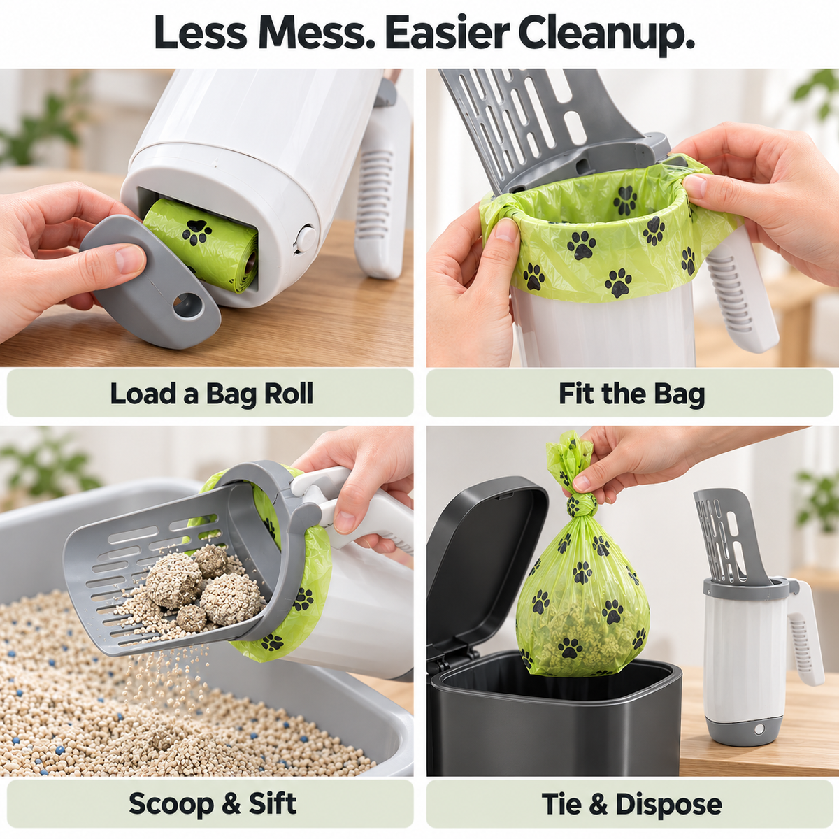 🐱 2-in-1 Cat Litter Scoop with Built-In Waste Bin