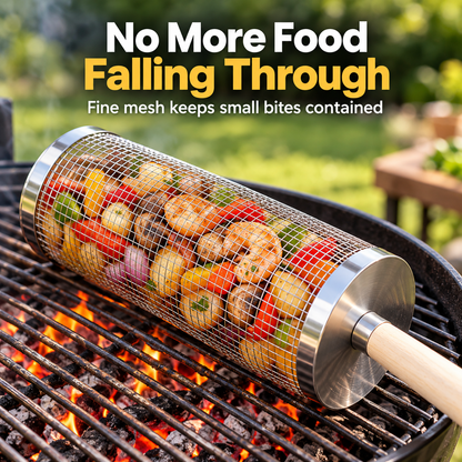 🔥 Limited-Time 40% OFF — Stainless steel rolling grill basket