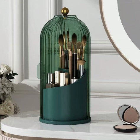 360° Rotating Toothbrush Holder with Cover - Clear Compact Vanity Organizer