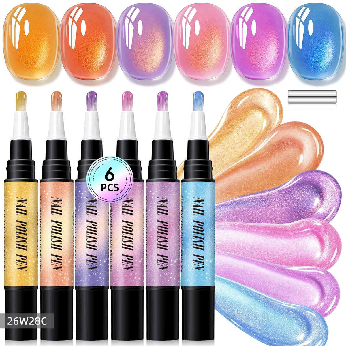 6PCS Gel Nail Art Pen - Set C